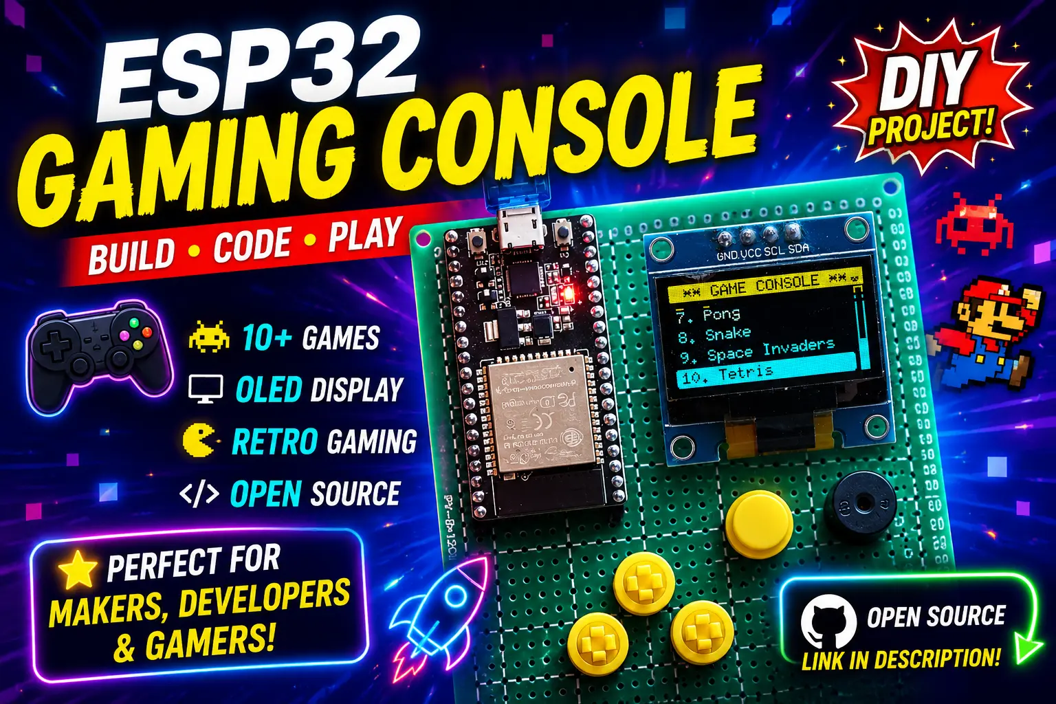 I Built a Retro Gaming Console Using ESP32 and OLED Display 🎮
