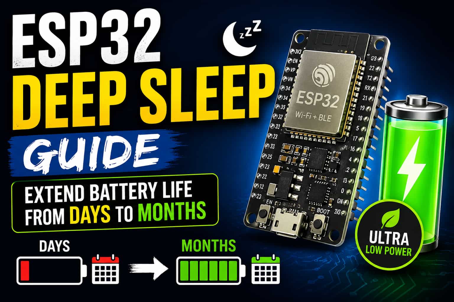 ESP32 Deep Sleep Guide: Extend Battery Life from Days to Months